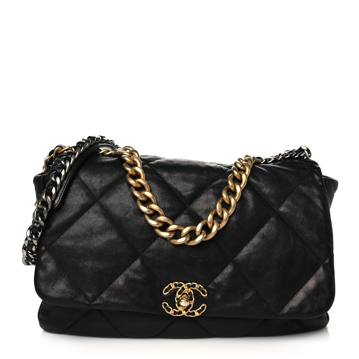 Lambskin Quilted Chanel 19 Flap Black