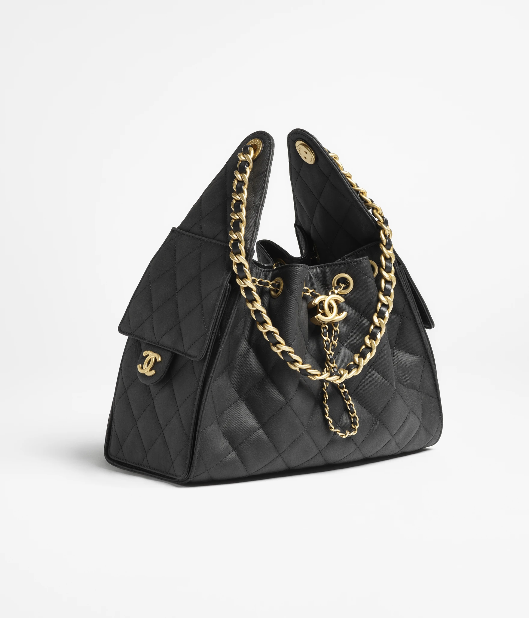 CHANEL 25 Small Handbag Canvas & Gold-Tone Metal Black