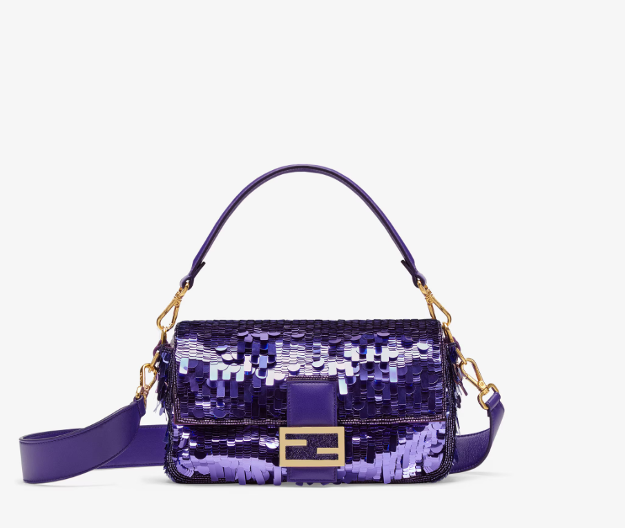 FENDI Baguette Purple sequined bag