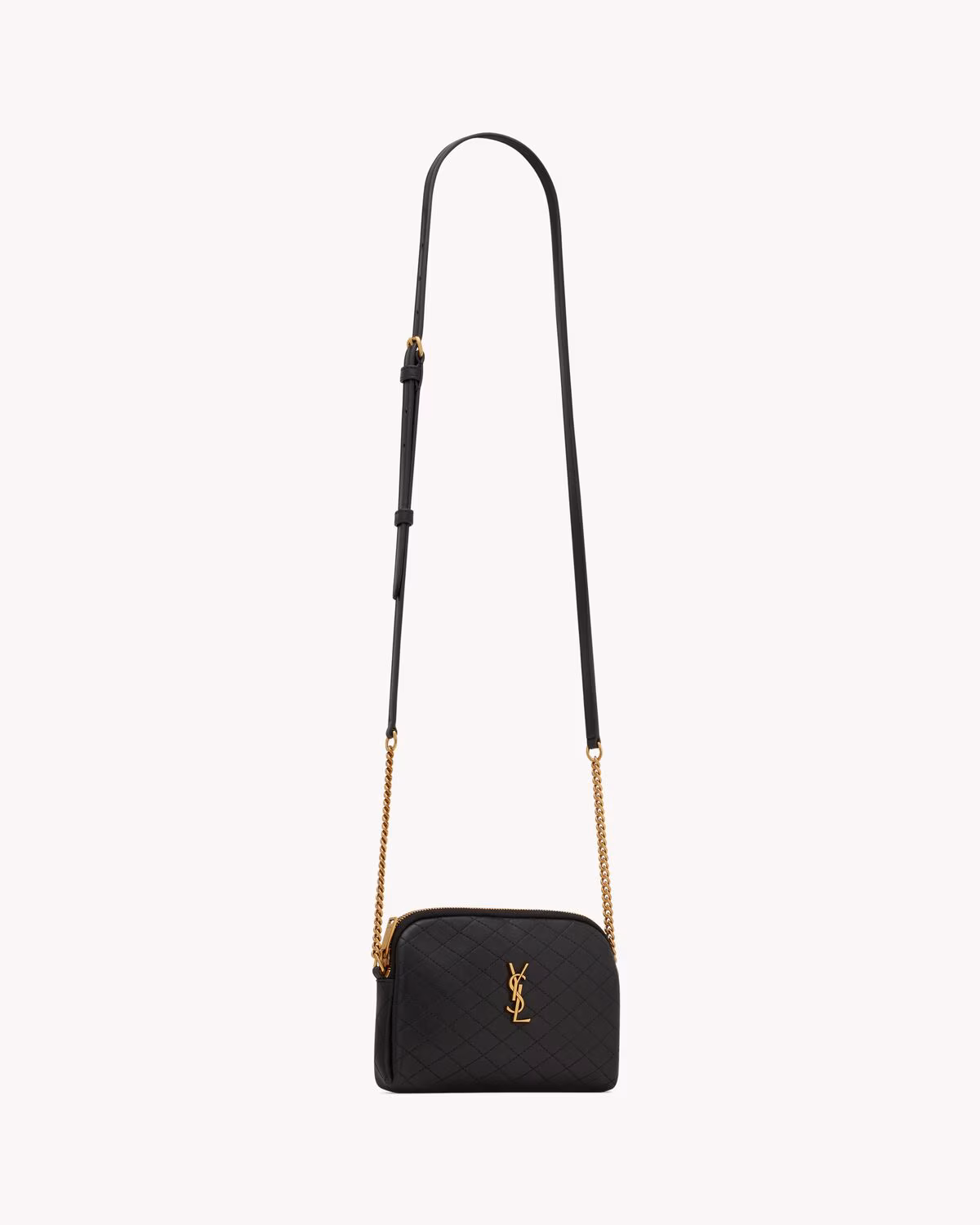 YSL GABY ZIPPERED POUCH IN LAMBSKIN-Black