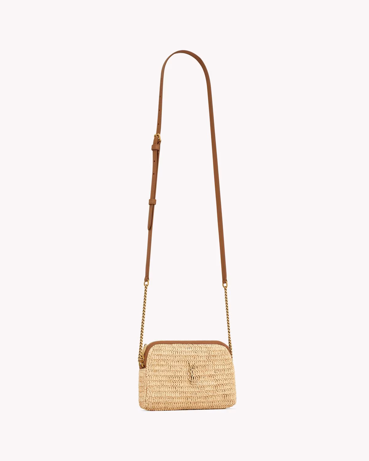 YSL GABY zipped pouch in raffia