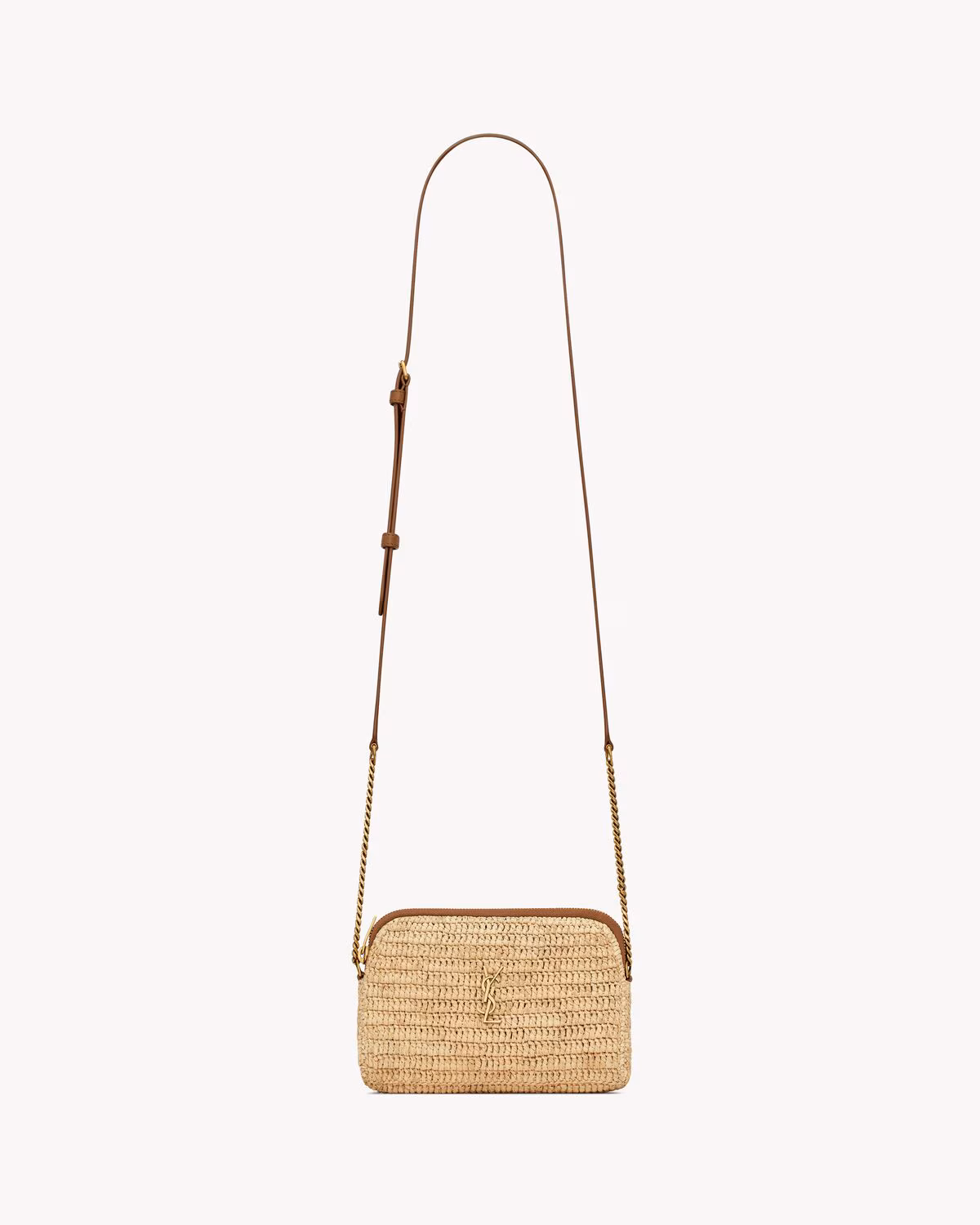 YSL GABY zipped pouch in raffia