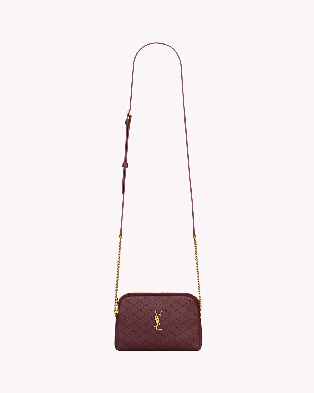YSL Gaby zipped pouch in quilted lambskin-ROUGE CABERNET