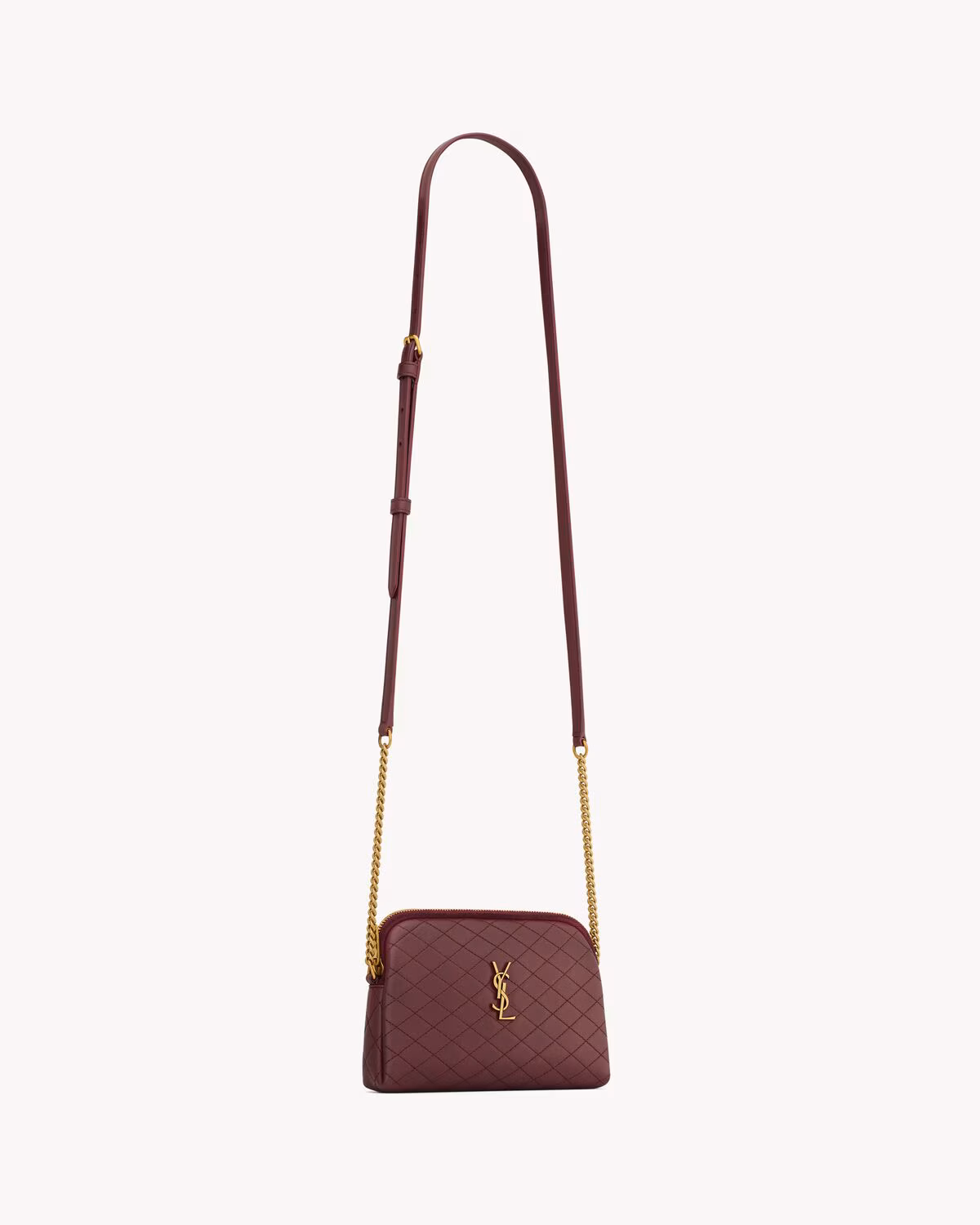 YSL Gaby zipped pouch in quilted lambskin-ROUGE CABERNET